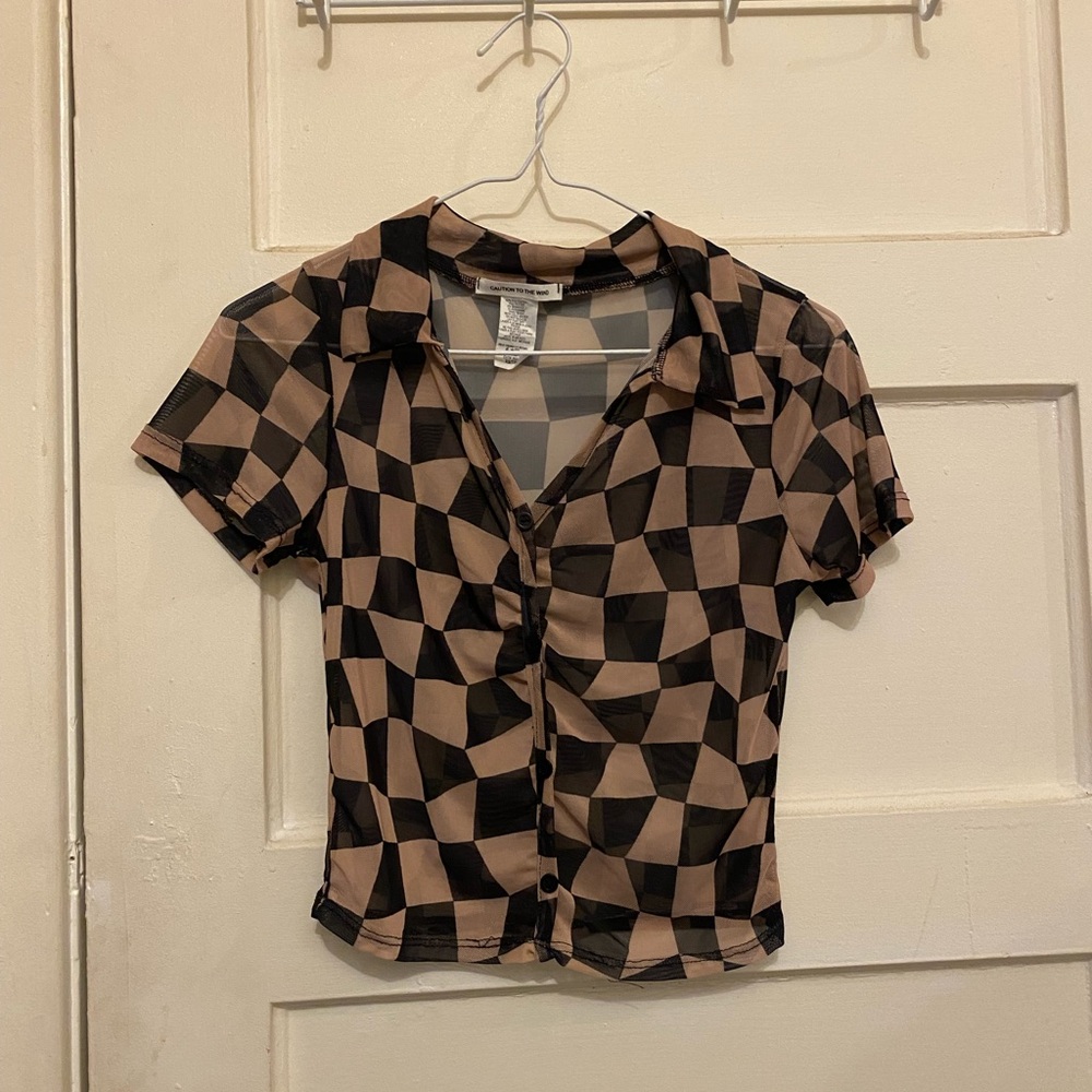 Sheer checkered top